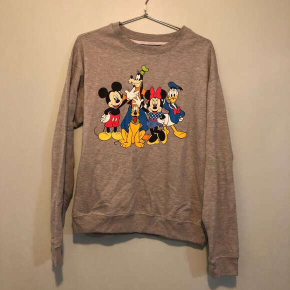 Disney - Front and  Back Graphic Gray Crewneck Sweatshirt Women's Size Large - Picture 1 of 5